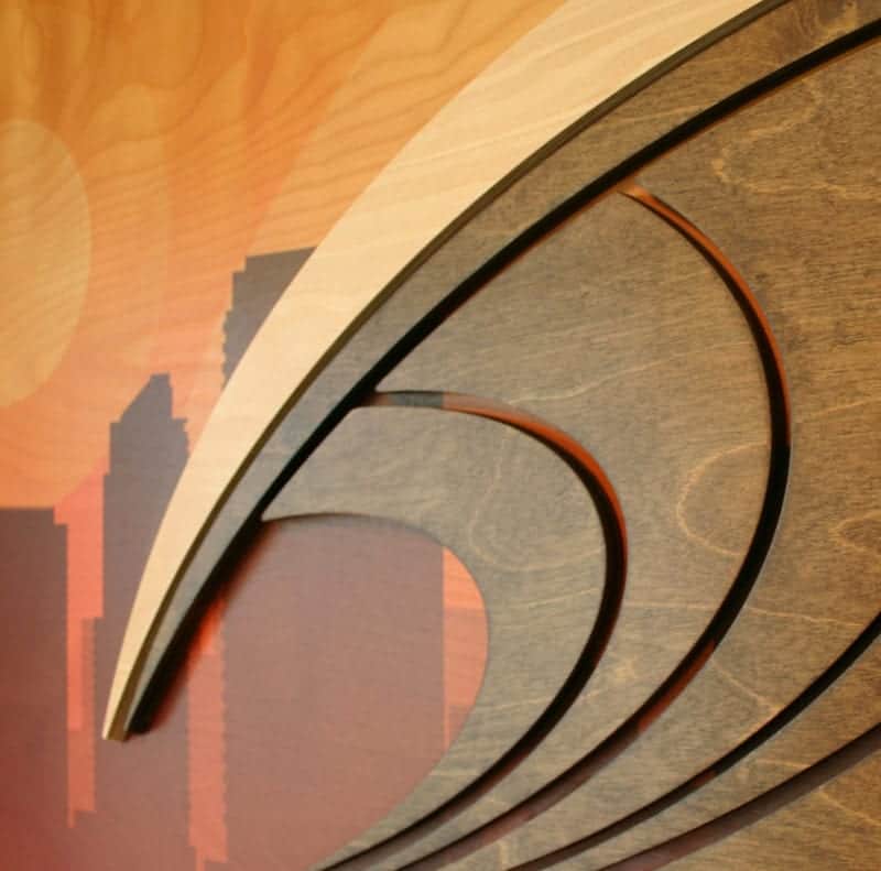 cityscape wall art, Wood Wave Carvings - Cityscape