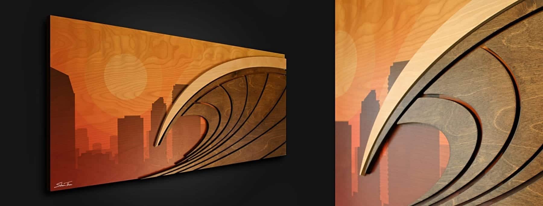 cityscape wall art, 3d wave sculpture, ocean wave sculpture