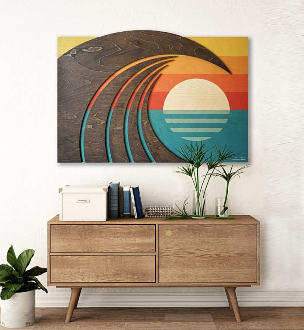 Hawaiian Art - Wood wall sculpture - Wave Art - Shaun Thomas - ocean gallery - artist consultant