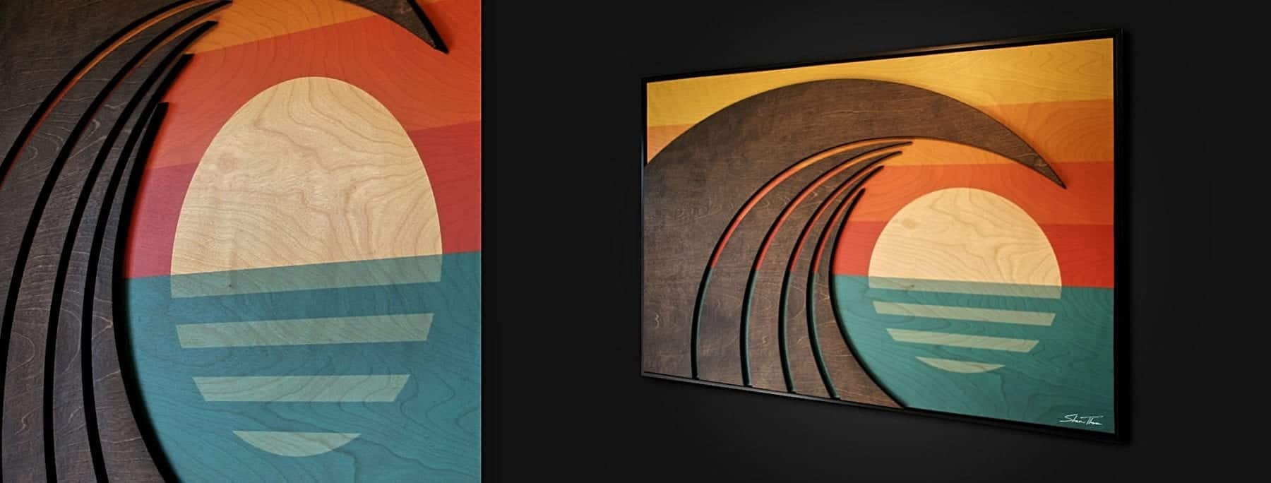 Beach House Art | Wooden Wave Sculpture Hawaiian Art - Multiple views of Wood Wave Sculpture - ocean gallery