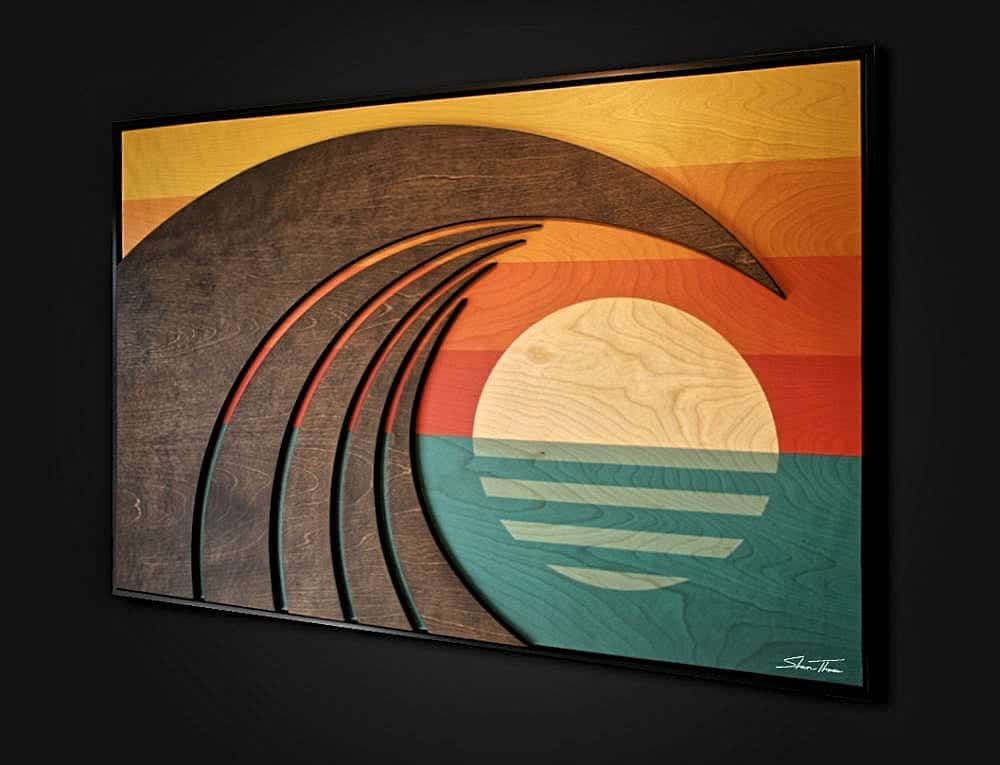 Hawaiian Art - wood wave sculpture - beach house interior inspiration - ocean gallery