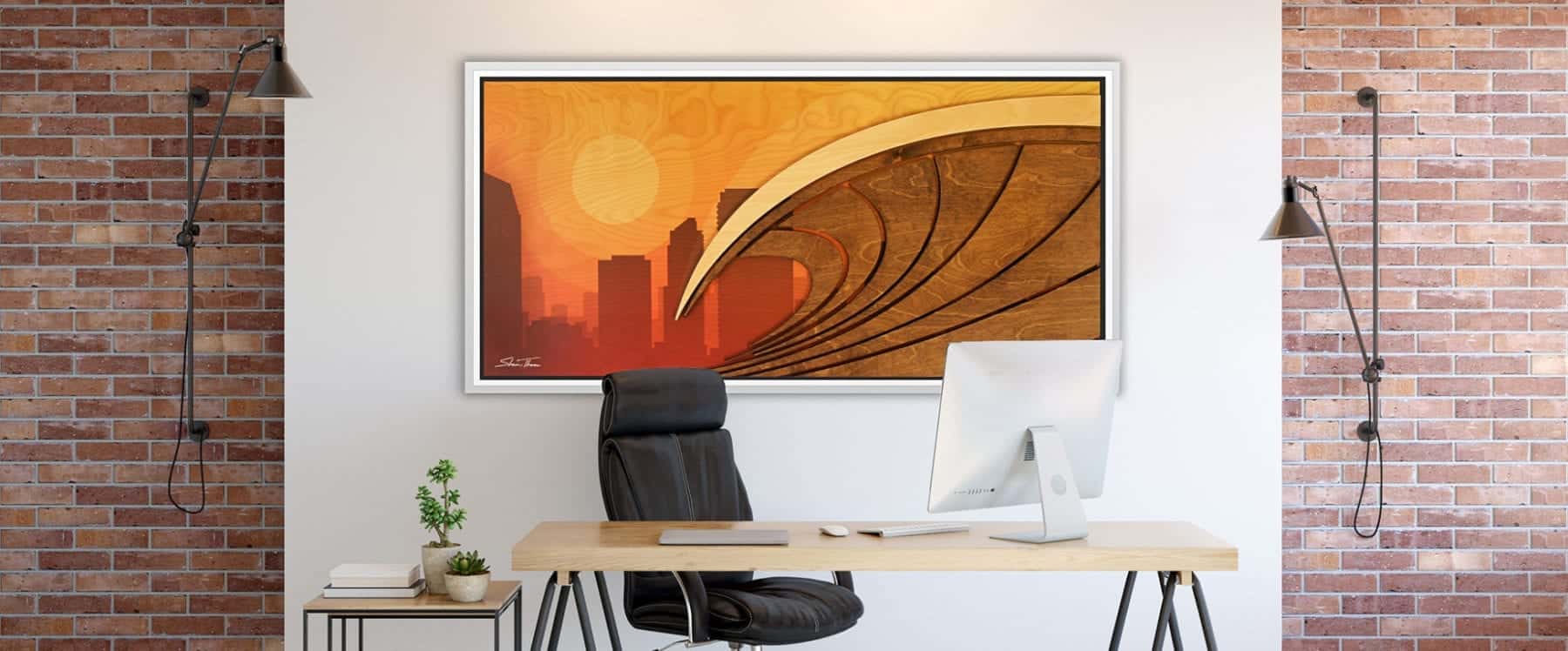 cityscape wall art, Wood Beach Wall Art, Wave Gallery