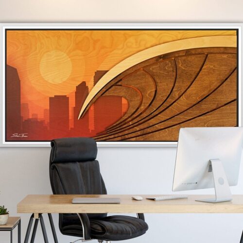 cityscape wall art, Wood Wall Sculpture - ocean gallery - artist consultant
