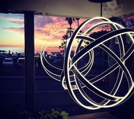 laguna beach venue, Event Space Orange County, sphere pendant light, Laguna beach art galleries