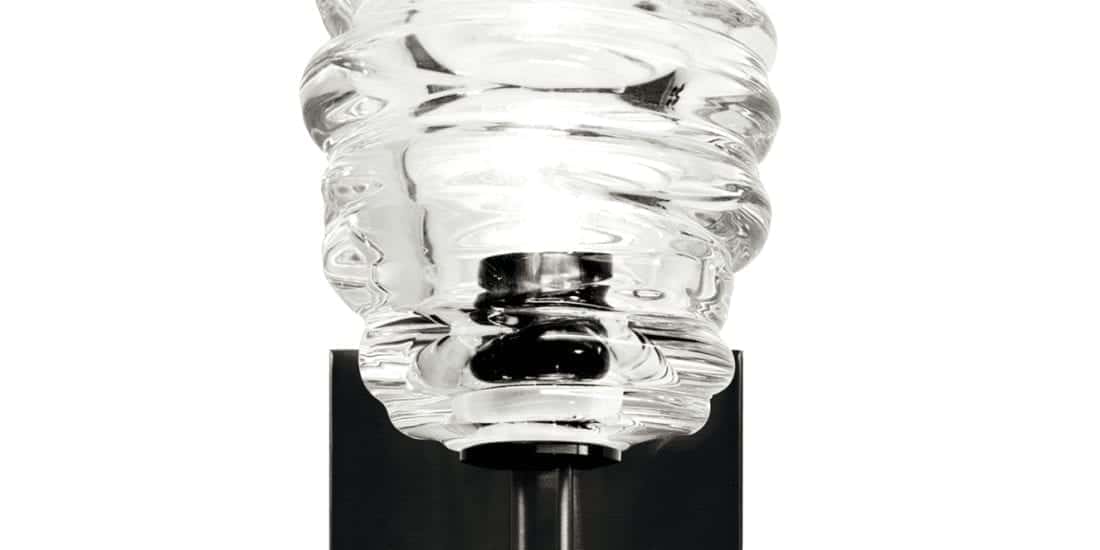 clear cyclone elbow sconce - hand blown glass lighting