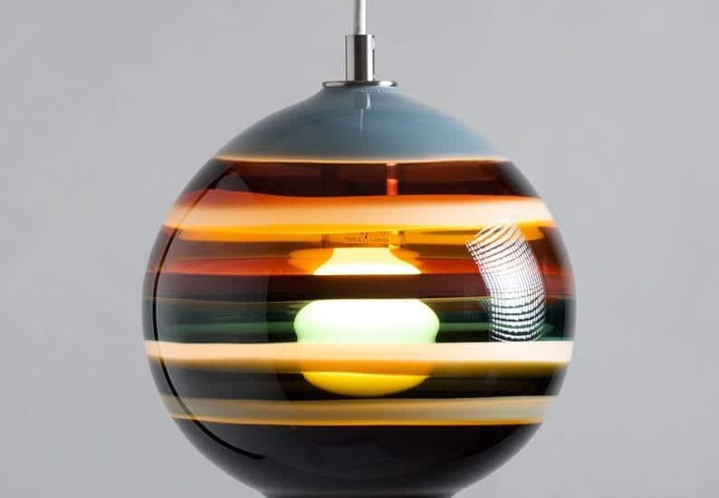 Hand blown glass pendant lights, Circular glass pendant light