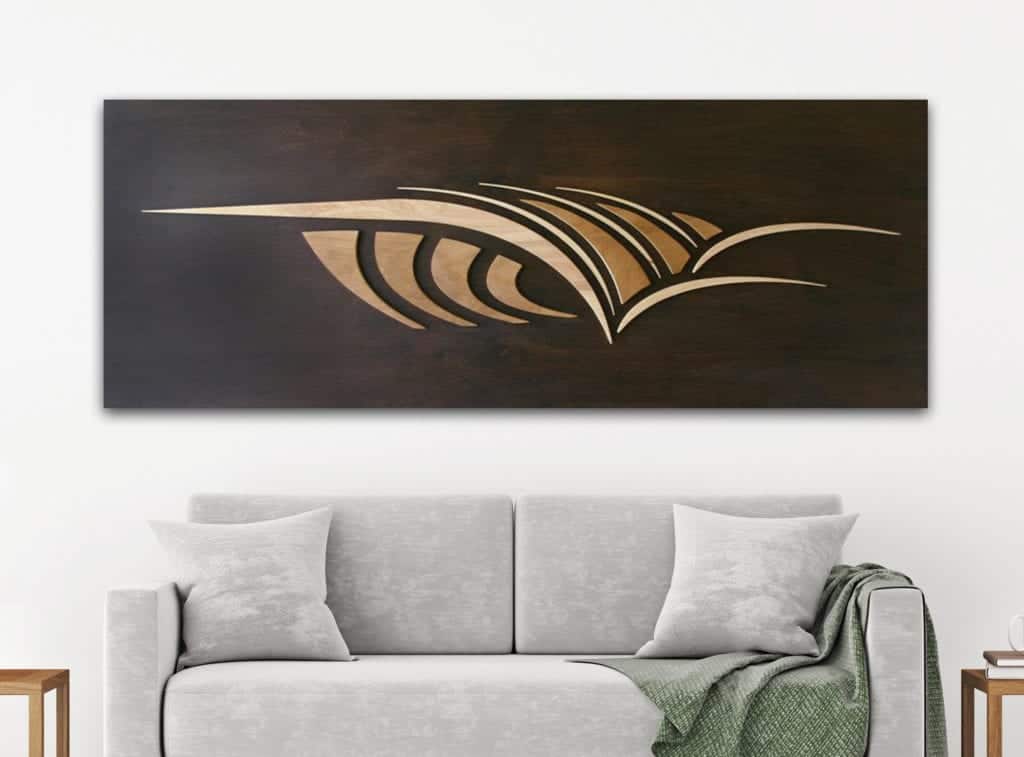 wooden wave art, abstract surf art, Surf sculpture