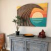 hawaiian wood carvings, abstract hawaiian art, vintage surf art