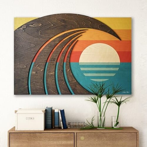abstract hawaiian art, vintage surf art, retro surf art