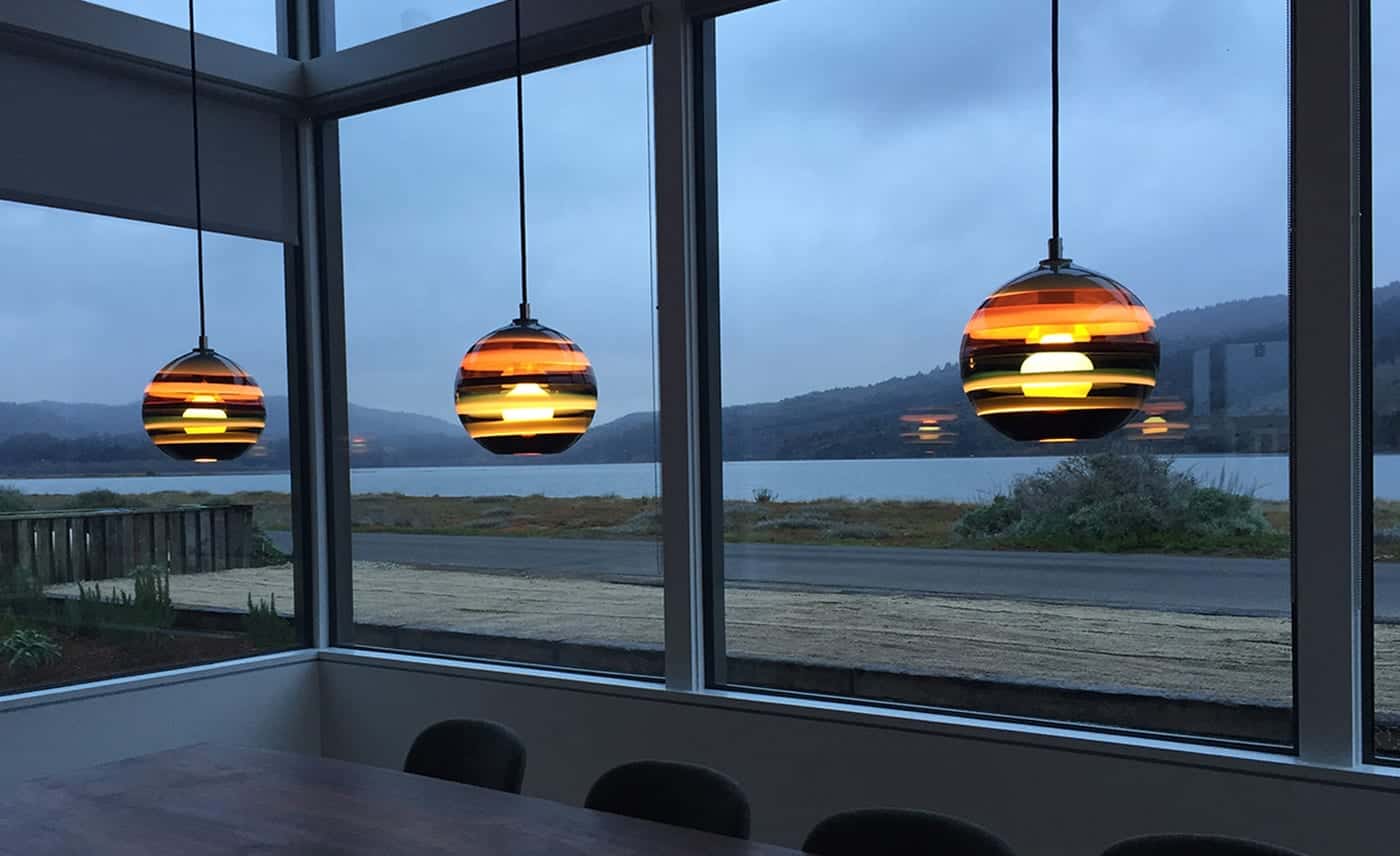 Hand blown glass pendant lights, Circular glass pendant light