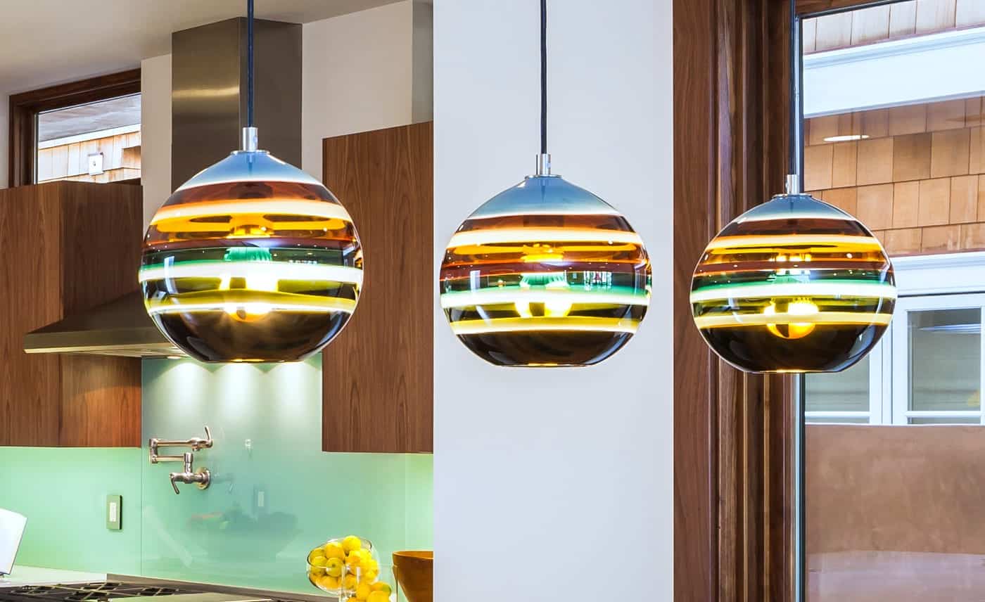 Hand blown glass pendant lights, Circular glass pendant light