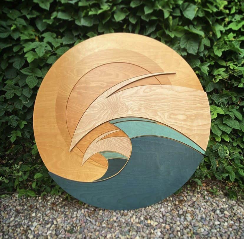 contemporary surf art, 3d wave sculpture, abstract wave art